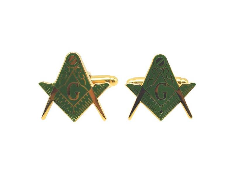 Freimaurer Manschettenknöpfe Grün Gold Mit Winkel Und Cl 03 von VictoriaRegalia