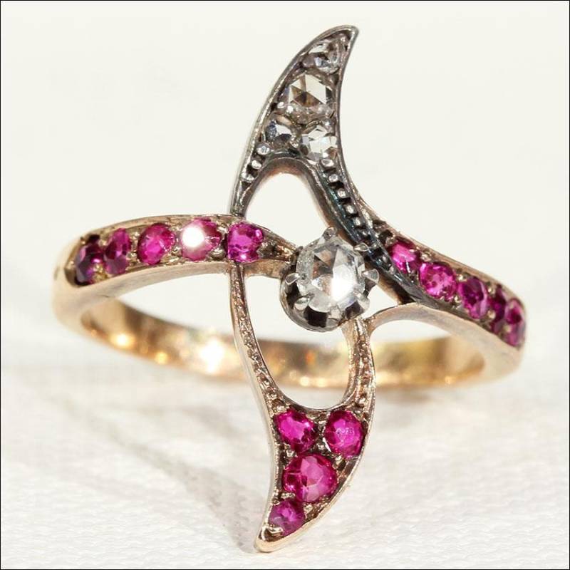 Antiker Rubin Und Diamant Jugendstil Ring Aus 750Er Gold von VictoriaSterling