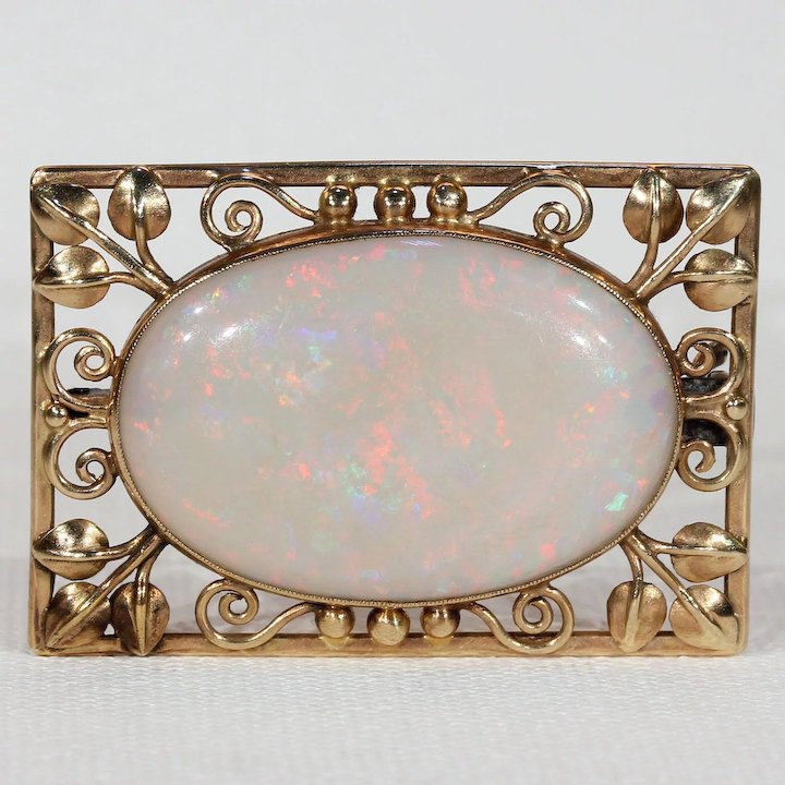 Arts & Crafts Opal Gold Brosche Pin Von Henry George Murphy von VictoriaSterling