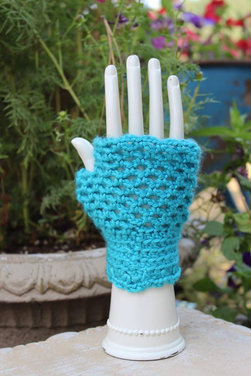 Damen Blau Fingerlos Handschuhe - Einheitsgröße Dehnbar von VictorianChics