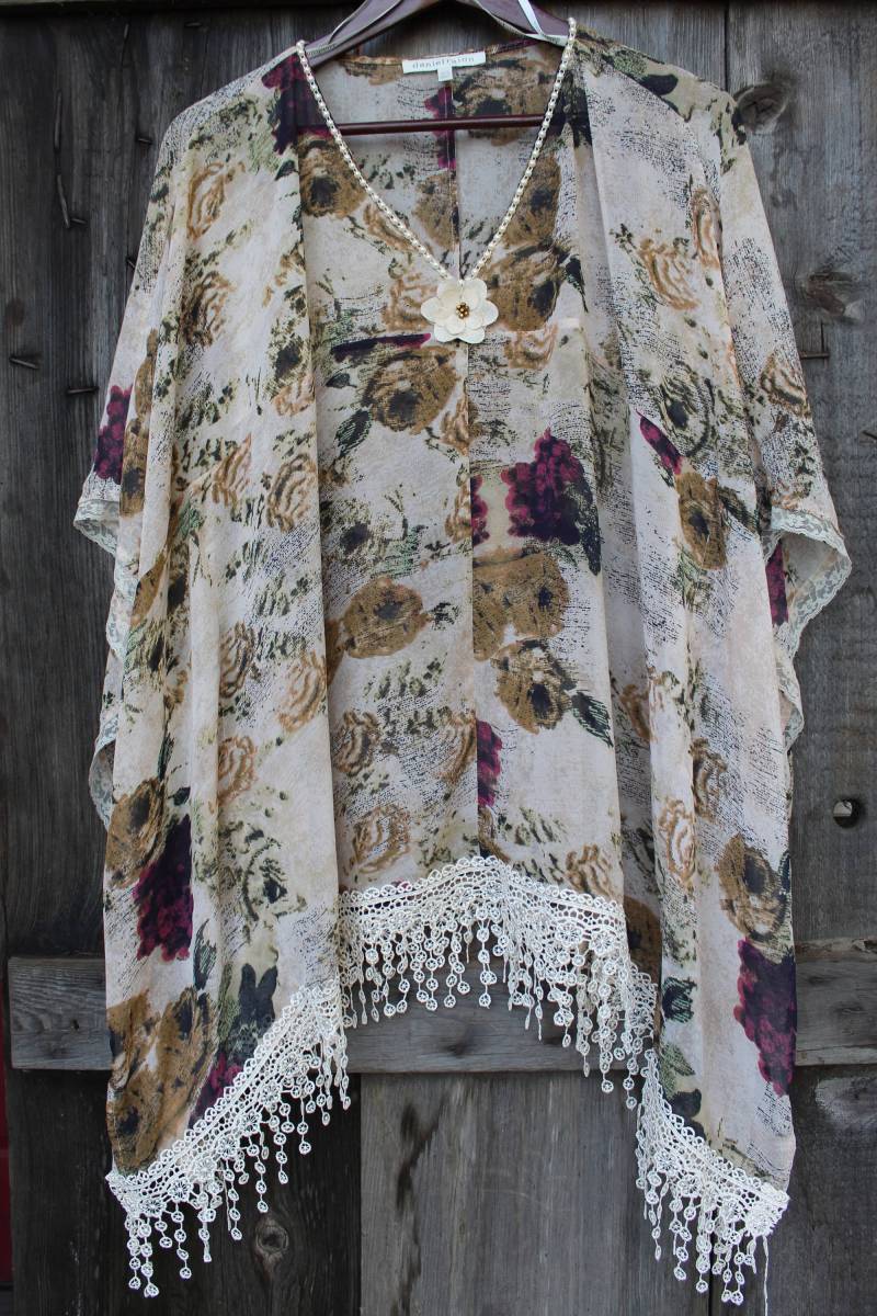 Damen Gauzy Und Schiere Poncho Shirt - Größe Xs-S von VictorianChics