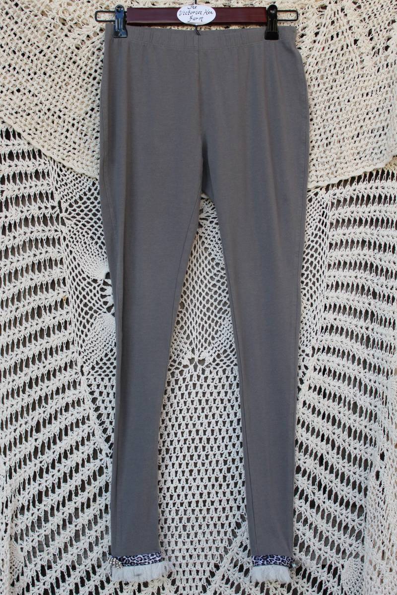 Damen Wilde Seite Leicht Grau Leggings - Größe Xs von VictorianChics