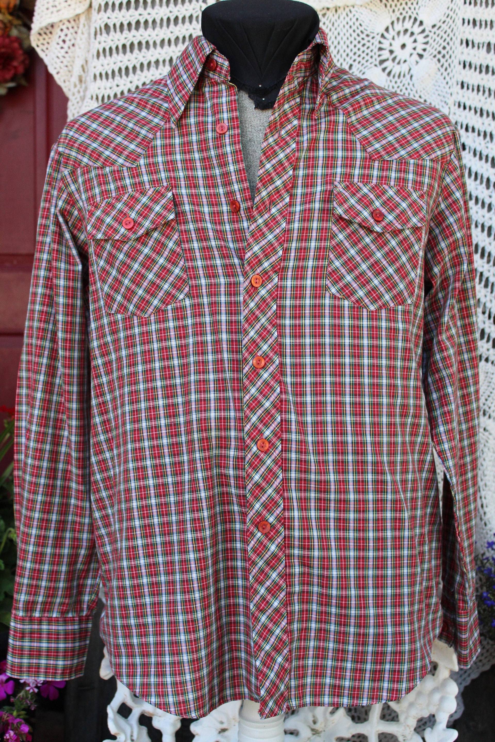 Herren Alfie Von Kalifornien Poly/Baumwolle Karierten Knopf Nach Unten Westlichen Kleid Cowboy Shirt - Größe M von VictorianChics