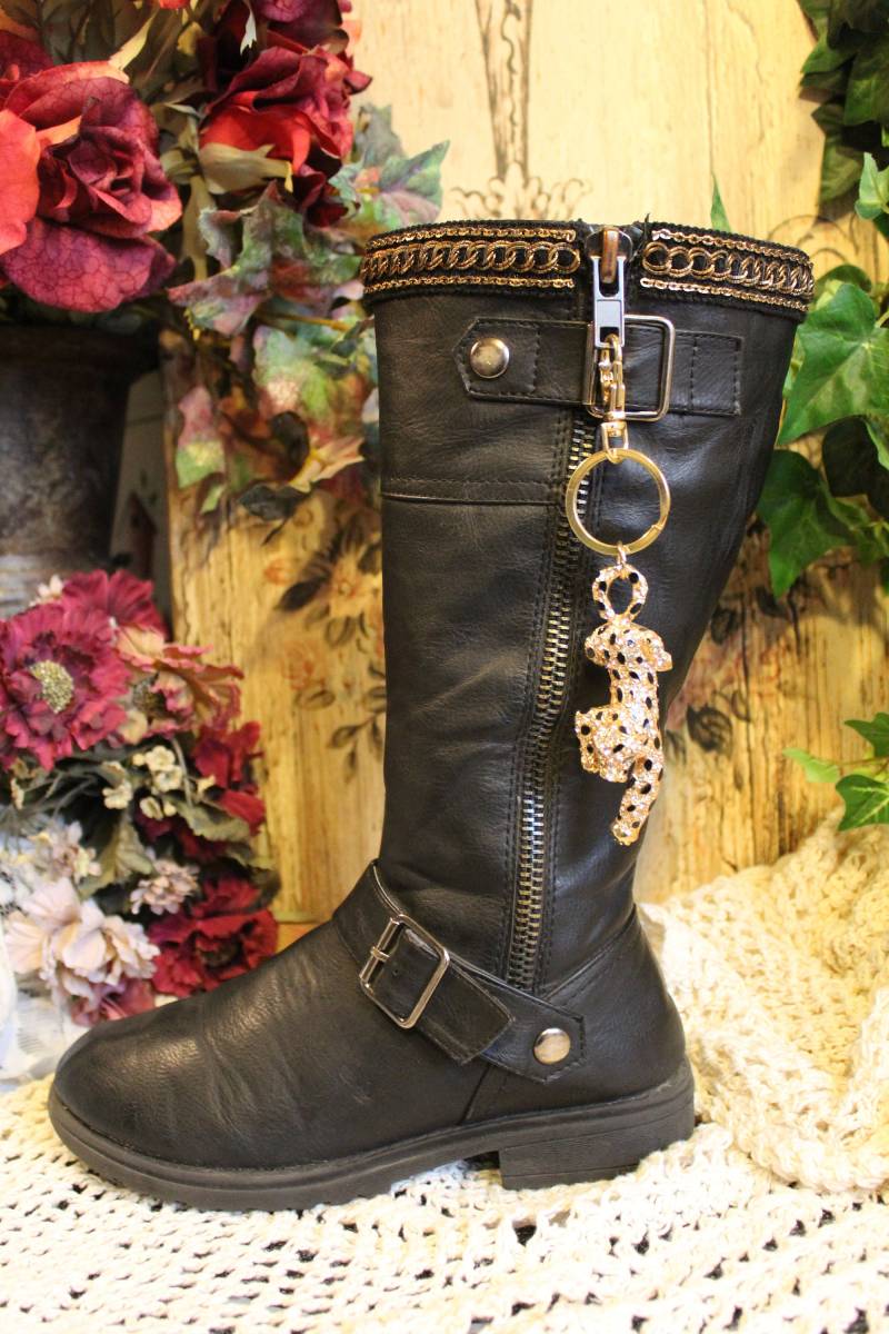 Mädchen Refashioned Wild Side Leopard Stiefel - Größe 3 von VictorianChics