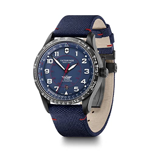 Victorinox Herren-Uhr AirBoss Mechanical, Herren-Armbanduhr, mechanisch, Wasserdicht bis 100 m, Gehäuse-Ø 42 mm, Armband 22 mm, 92 g, Blau von Victorinox