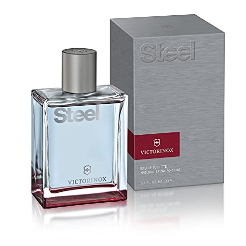 VICTORINOX Steel Eau de Toilette für Herren, Parfüm mit Veilchenblättern und Weißtanne, Aquatisch und frisch, 100 ml, V0000896 von Victorinox