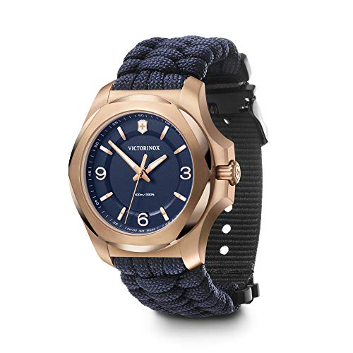 Victorinox Damen Armbanduhr I.N.O.X. V Ø 37 mm, Swiss Made, Analog Quarz, Wasserdicht bis 100 m, Saphirglas, Paracord-Armband, Blau von Victorinox