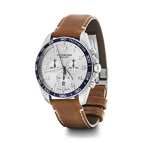 Victorinox Herren-Uhr FieldForce Classic Chrono, Herren-Armbanduhr, analog, Quarz, Wasserdicht, Gehäuse-Ø 42 mm, Armband 21 mm, 95 g, Braun/Silberweiß von Victorinox