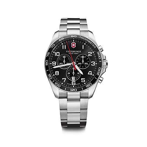 Victorinox Herren-Uhr FieldForce Classic Chrono, Herren-Armbanduhr, analog, Quarz, Wasserdicht bis 100 m, Gehäuse-Ø 42 mm, Armband 21 mm, 154 g, Schwarz/Silber von Victorinox