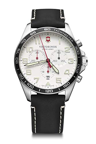 Victorinox Herren-Uhr FieldForce Chrono, Herren-Armbanduhr, analog, Quarz, Wasserdicht bis 100 m, Gehäuse-Ø 42 mm, Armband 21 mm, 82 g, Schwarz/Weiß von Victorinox