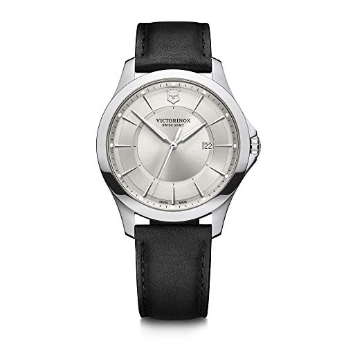 Victorinox Herren Edelstahl Schweizer Quarz Uhr mit Leder Armband Silber 21 (Modell: 241905) von Victorinox