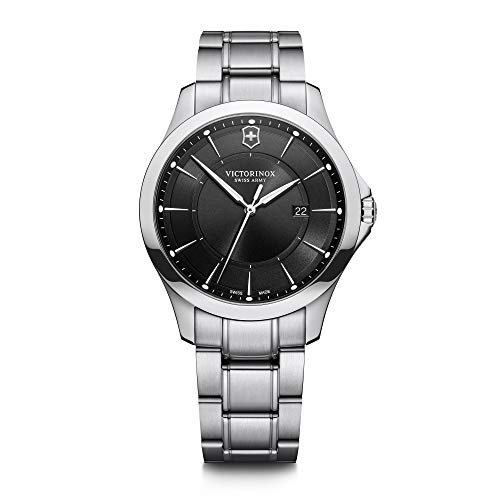 Victorinox Herren-Uhr Alliance, Herren-Armbanduhr, analog, Quarz, Wasserdicht bis 100 m, Gehäuse-Ø 40 mm, Armband 21 mm, 133 g, Schwarz/Silber von Victorinox