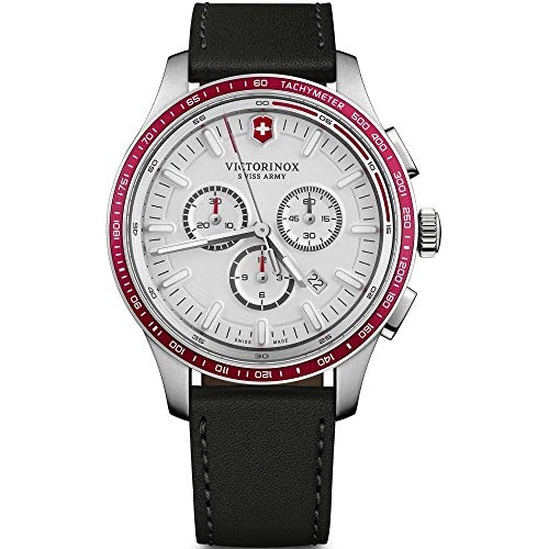 Victorinox Herren-Uhr Alliance Sport Chronograph, Herren-Armbanduhr, analog, Quarz, Wasserdicht, Gehäuse-Ø 44 mm, Armband 21 mm, 113 g, Schwarz/Weiß von Victorinox