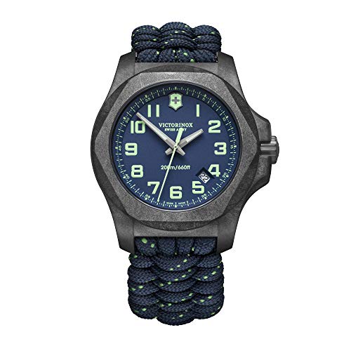 Victorinox Herren-Uhr I.N.O.X. Carbon, Herren-Armbanduhr, analog, Quarz, Wasserdicht bis 200 m, Gehäuse-Ø 43 mm, Armband 21 mm, 98 g, Blau von Victorinox