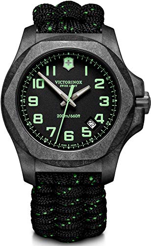 Victorinox Herren-Uhr I.N.O.X. Carbon, Herren-Armbanduhr, analog, Quarz, Wasserdicht bis 200 m, Gehäuse-Ø 43 mm, Armband 21 mm, 98 g, Schwarz von Victorinox