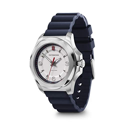 Victorinox Damen-Uhr I.N.O.X. V, Damen-Armbanduhr, analog, Quarz, Wasserdicht bis 100 m, Gehäuse-Ø 37 mm, Armband 18 mm, 68 g, Weiß/Blau von Victorinox