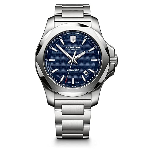 Victorinox Herren Armbanduhr I.N.O.X. Mechanical Ø 43 mm, Mechanisch, Wasserdicht bis 200 m, Edelstahl-Armband, Blau/Silber von Victorinox