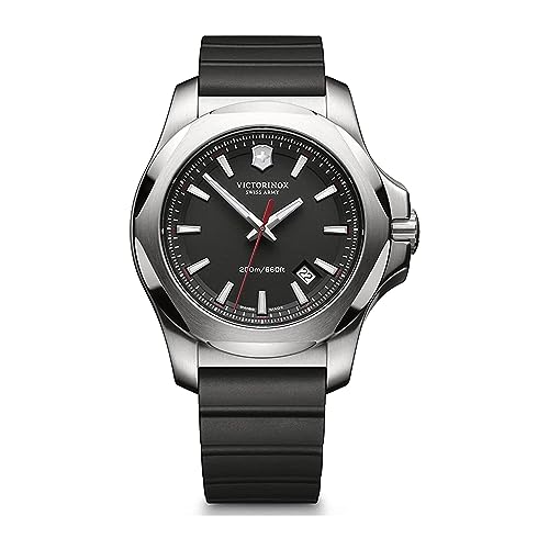 Victorinox Herren-Uhr I.N.O.X, Herren-Armbanduhr, analog, Quarz, Gehäuse-Ø 43 mm, Kautschuk-Armband 21 mm, 133 g, Schwarz von Victorinox