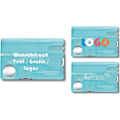 Victorinox Swiss Card Nailcard mit Wunschdruck I Geschenk für Frauen I Geschenke zum Geburtstag I Schweizer Taschenmesser personalisiert 13 Funktionen von Victorinox