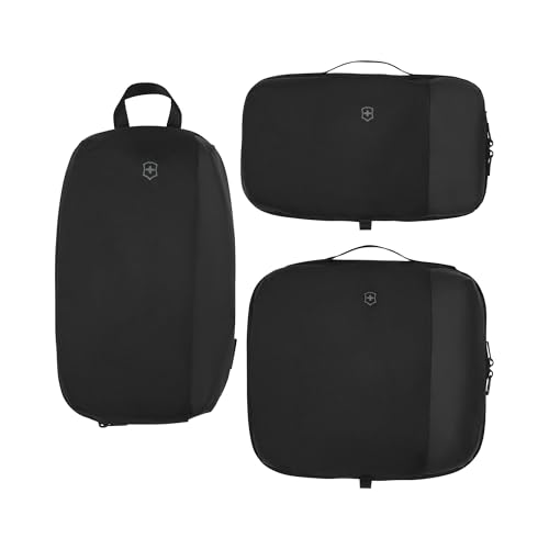 Victorinox Travel Essentials Packing Cube Set, 3-teiliges Packwürfel-System, Koffer-Organizer mit Erweiterbarem Stauraum, Damen/Herren, 7 l, Schwarz von Victorinox