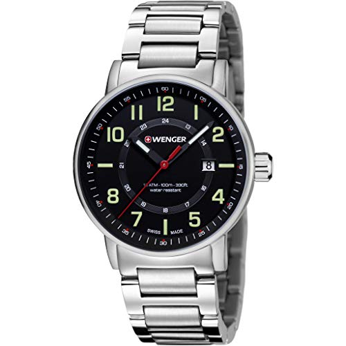 Wenger Unisex Analog Quarz Uhr mit Edelstahl Armband 01.0341.113 von Victorinox