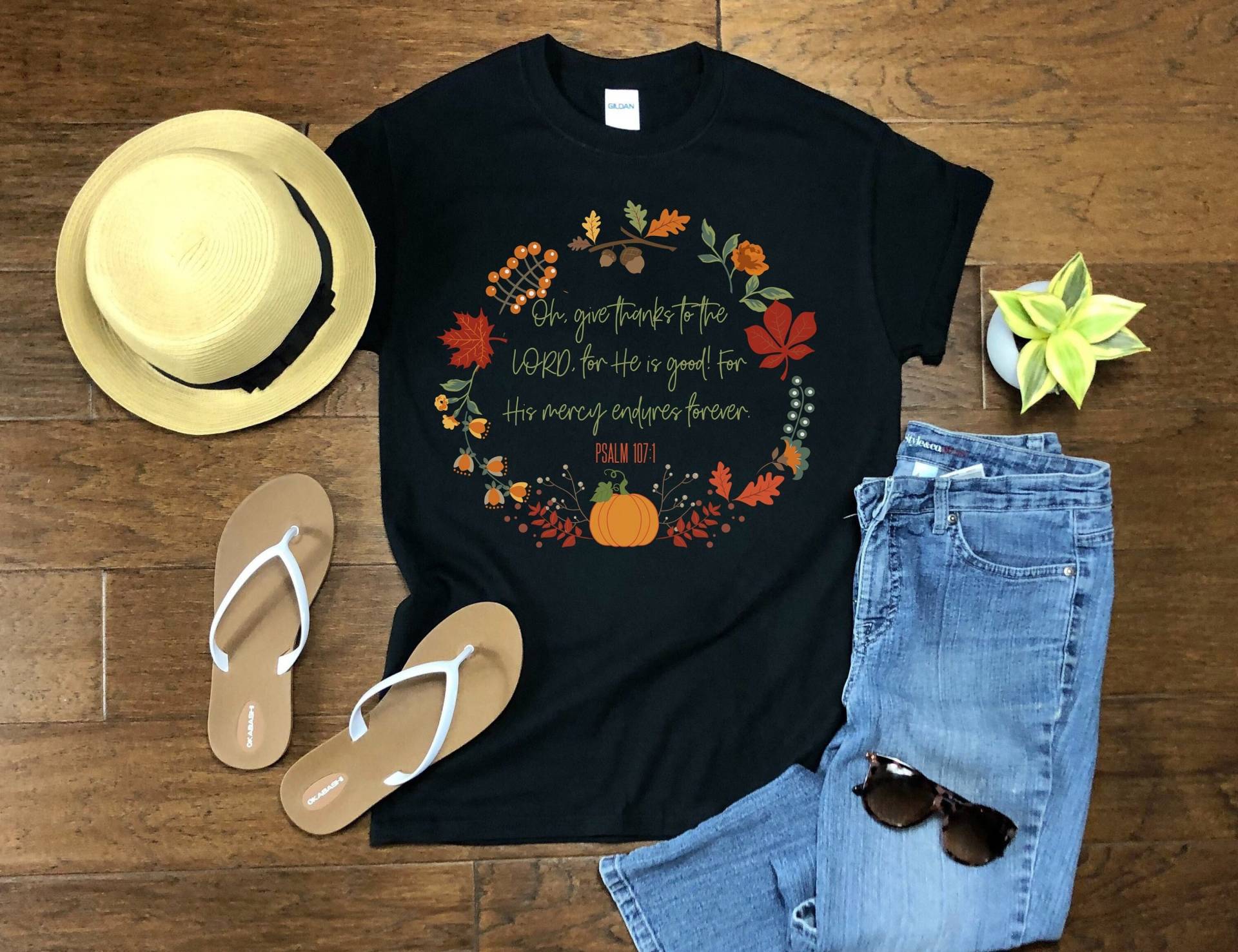 Give Thanks To The Lord Shirt, Thanksgiving T-Shirt, Herbst Shirts, Kürbis Tshirt, Bibel Psalm 107, Geschenk Für Sie von VictoryAttire