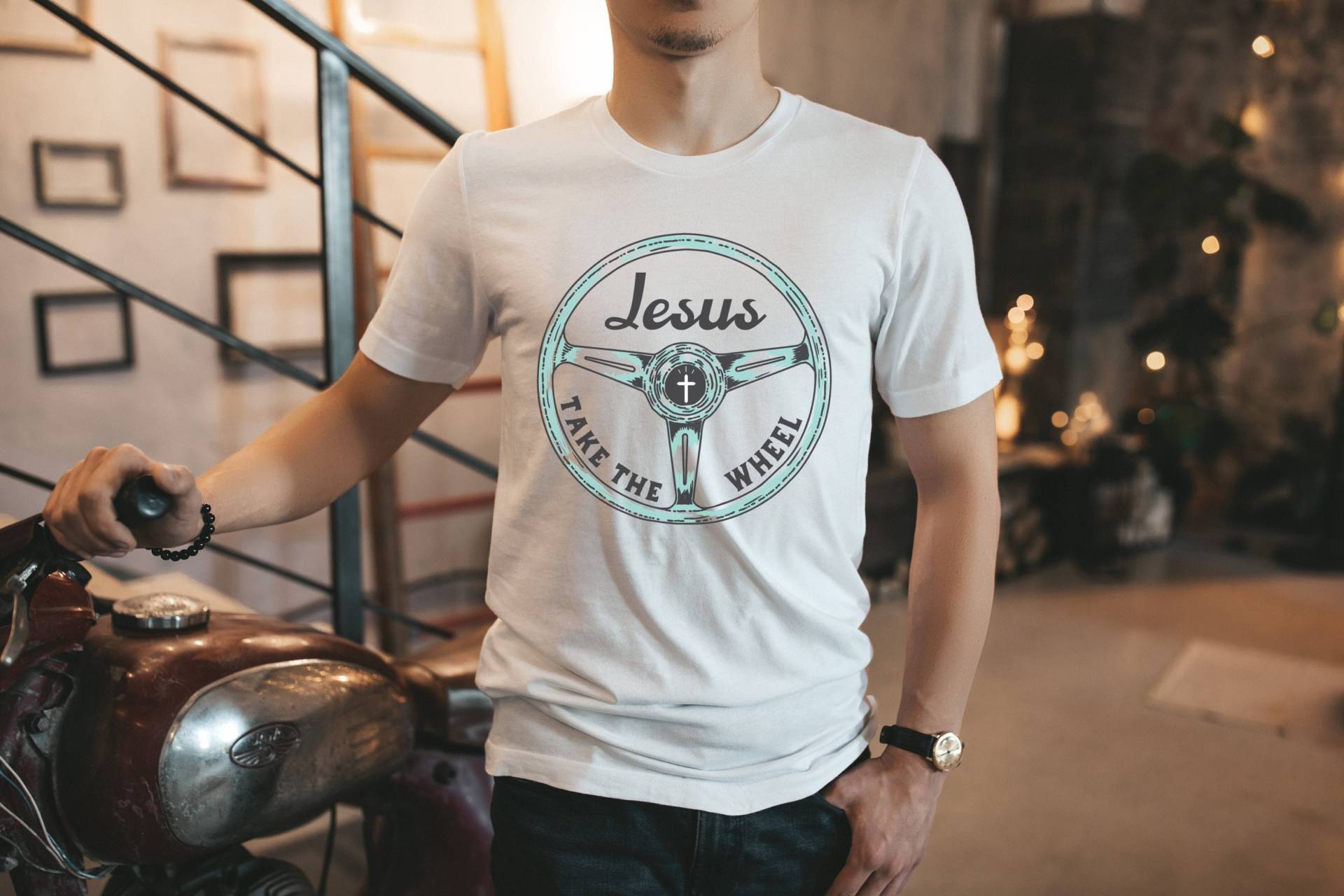 Jesus Take The Wheel Shirt, Christliches T-Shirt, Wheel, Shirts, Vintage Jesus, Christliche Hemden, Kleidung, Männergeschenk von VictoryAttire