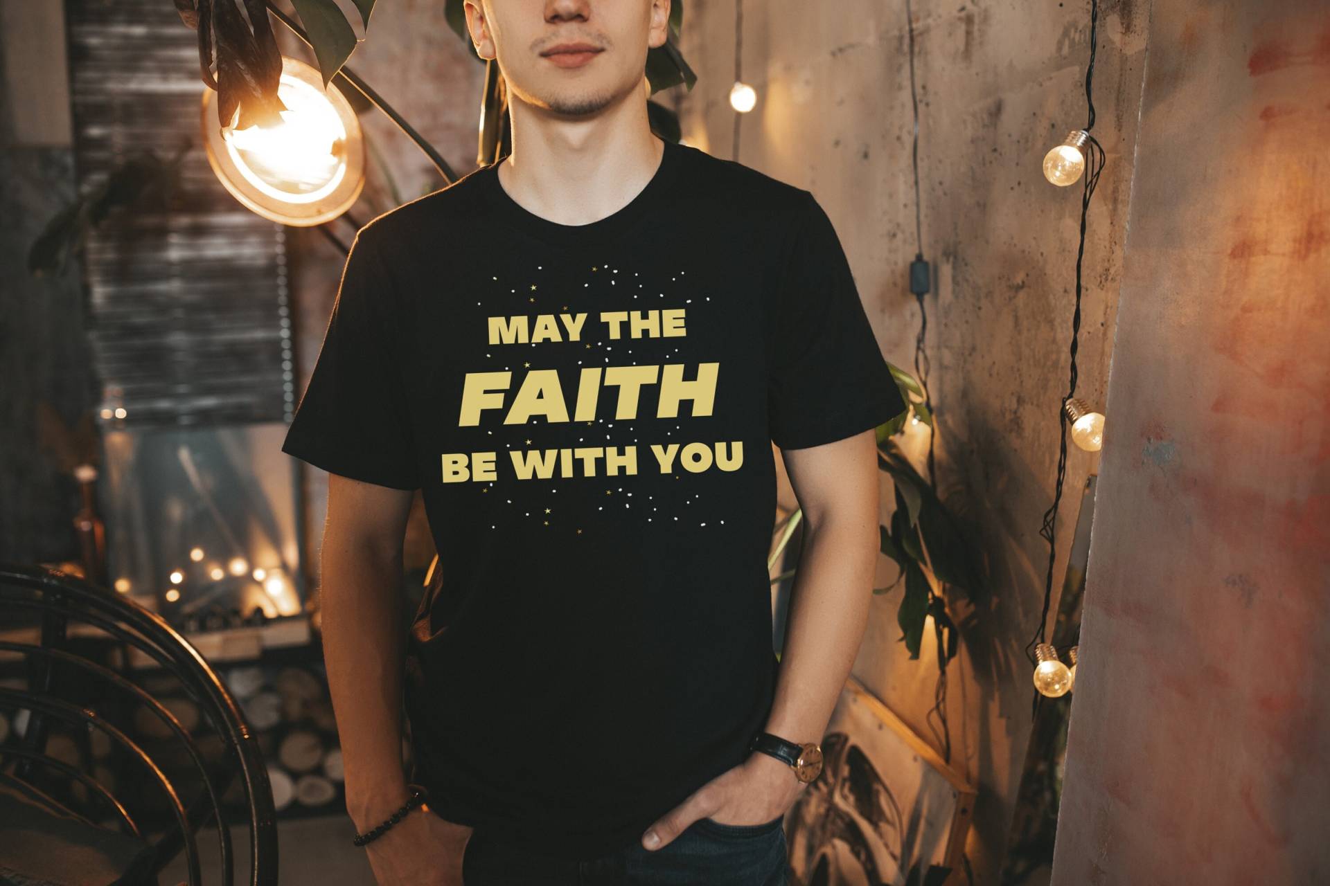 Möge Der Glaube Bei Dir Sein, Lustiges Christliches Shirt, Sterne Shirts von VictoryAttire