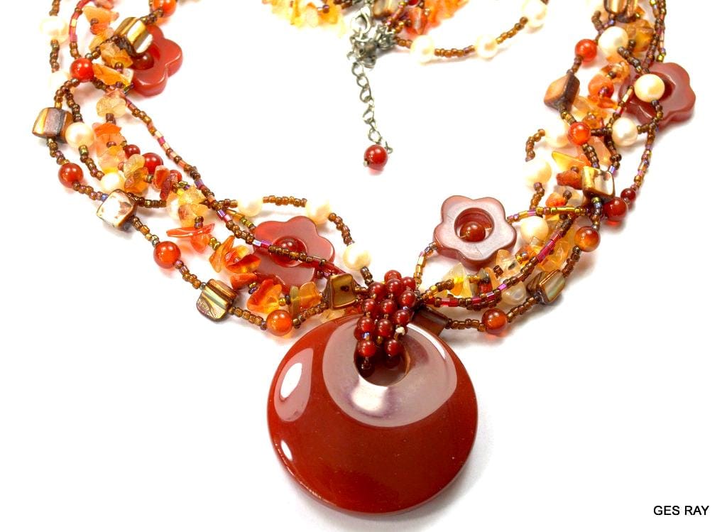 Multi-strand Halskette Perle Und Karneol von VictoryIssweet