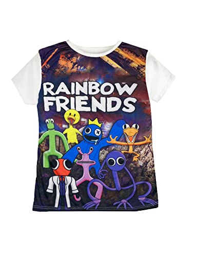 Vicyol S&D Rainbow Friends Kurzarm-T-Shirt für Jungen oder Mädchen. Weiß, BR1951, Größe 14 Jahre. von Vicyol S&D