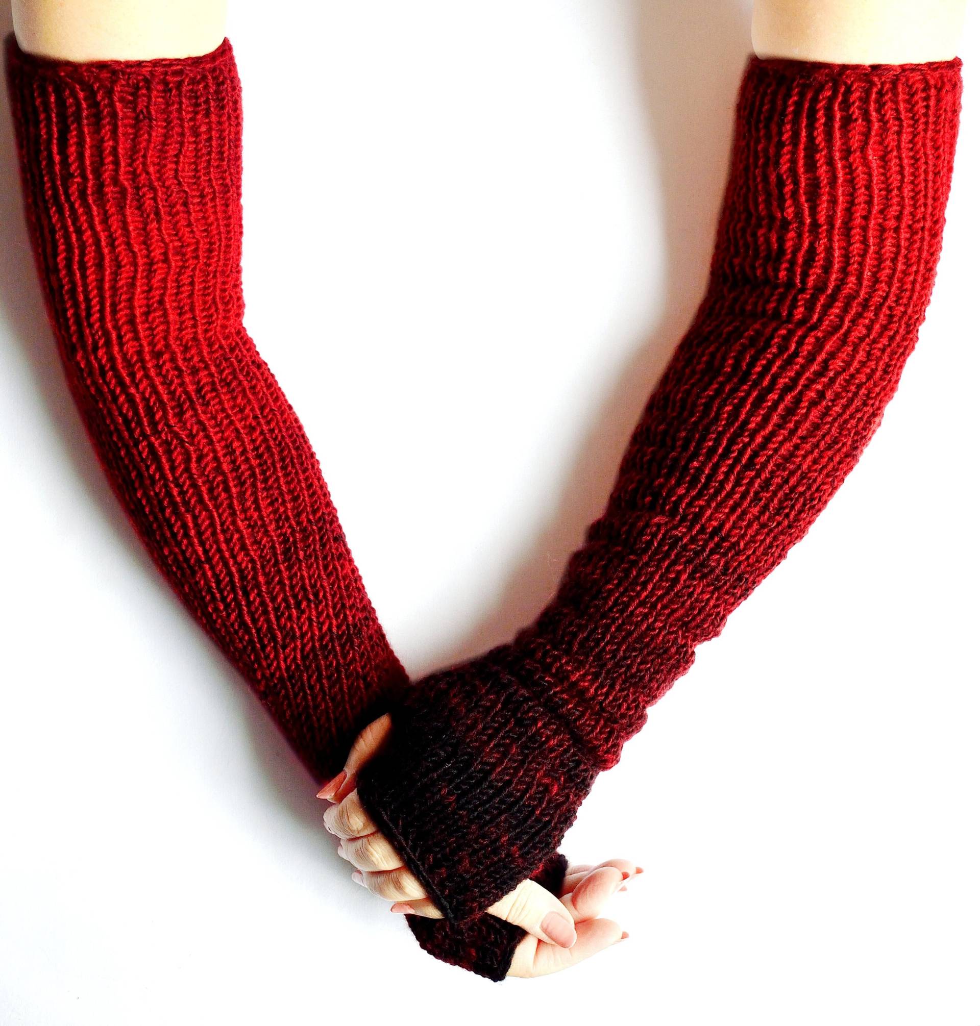Hand Gestrickte Mehrfarbige Lange Damen Armwärmer Hand Gestrickte Mehrfarbige Lange Damen Armwärmer von VidaKnitworks