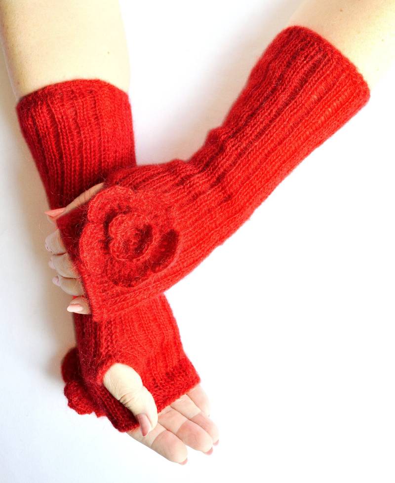 Handgestrickte Damen Mohair Armstulpen von VidaKnitworks