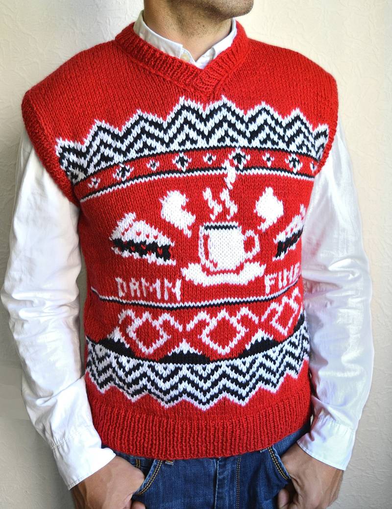 Handgestrickte Herren "'twin Peaks "' Weste von VidaKnitworks