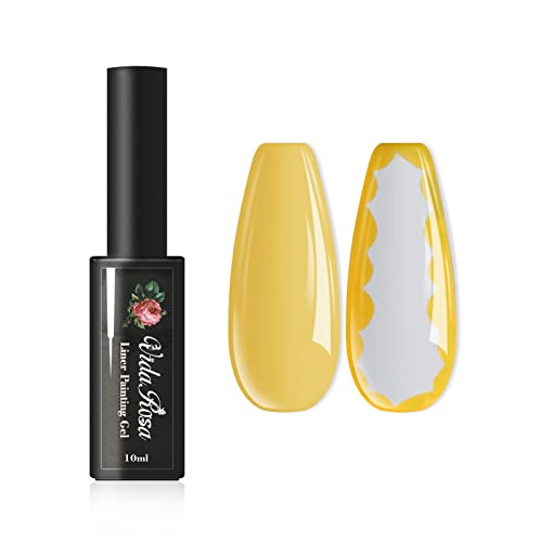 VidaRosa Gel Nail Liner Polish Pen UV LED Malerei Gelpoliermittel Set für 3D Nail Art DIY Nageldesign Pull Line Pen Nagelzeichnung, Nagellack für Maniküre Salon, 10ML, Gelb von VidaRosa