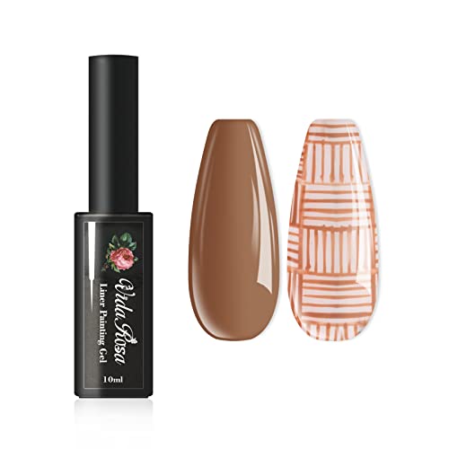VidaRosa Gel Nail Liner Polish Pen UV LED Malerei Gelpoliermittel Set für 3D Nail Art DIY Nageldesign Pull Line Pen Nagelzeichnung, Nagellack für Maniküre Salon, 10ML, Kaffeebraun von VidaRosa