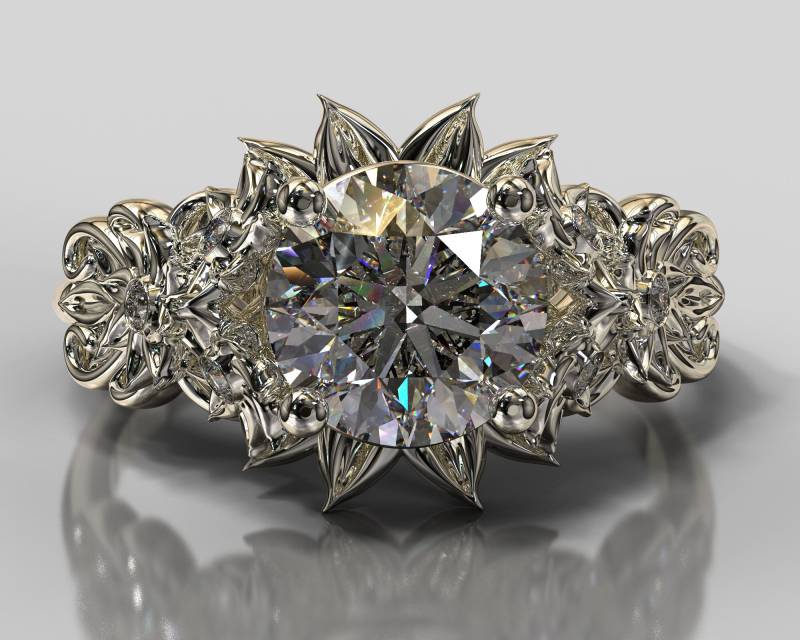 Antike Diamant Ringe, Art Deco Verlobungsring, Herkimer Ring, Blumen Verlobungsring Antike Diamant Ringe, Art Deco Verlobungsring, Herkimer Ring, Blumen Verlobungsring von VidarBoutique