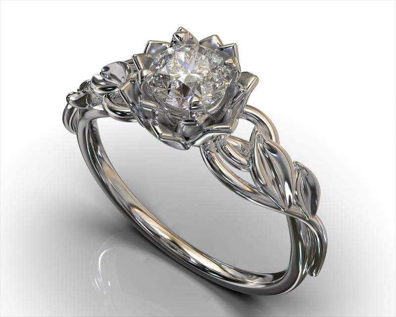 Blume Verlobungsring, Einzigartige Ring, Solitär Blattring, Lotus Florale Natur Inspiriert Ring Blume Verlobungsring, Einzigartige Ring, Solitär Blattring, Lotus Florale Natur Inspiriert Ring von VidarBoutique