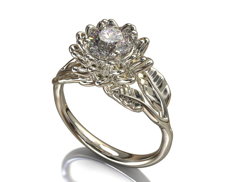 Blume Verlobungsring, Ring, Lotus Ring Gold, Diamant Blume Verlobungsring, Ring, Lotus Ring Gold, Diamant von VidarBoutique