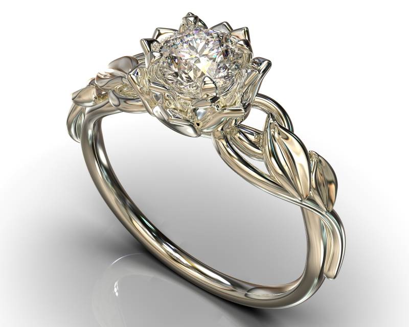 Lotus Ring, Ring Gold, Blume 14K Diamant Blatt Lotus Ring, Ring Gold, Blume 14K Diamant Blatt von VidarBoutique
