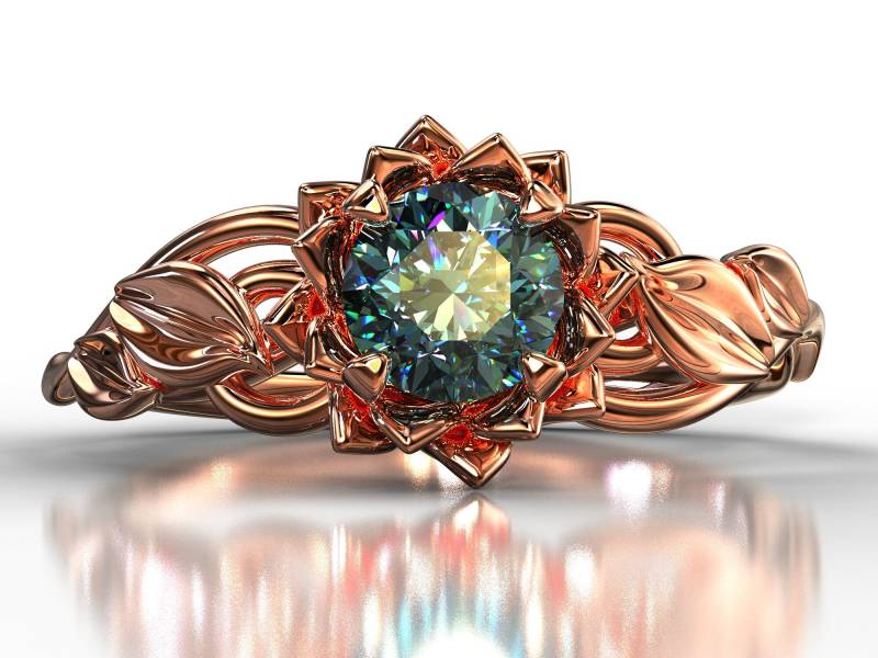 Montana Saphir Ring/Verlobungsring Blau Grüner Blumen Ring Montana Saphir Ring/Verlobungsring Blau Grüner Blumen Ring von VidarBoutique