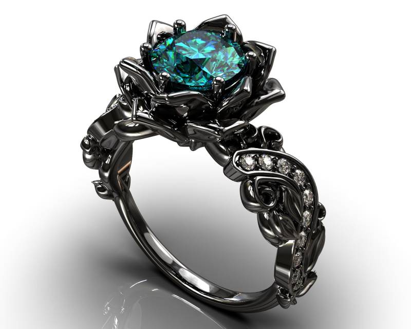 Montana Saphir Verlobungsring/Schwarzgold Ring Floraler Natur Inspirierter Zweig Blattring Blume Montana Saphir Verlobungsring/Schwarzgold Ring Floraler Natur Inspirierter Zweig Blattring Blume von VidarBoutique