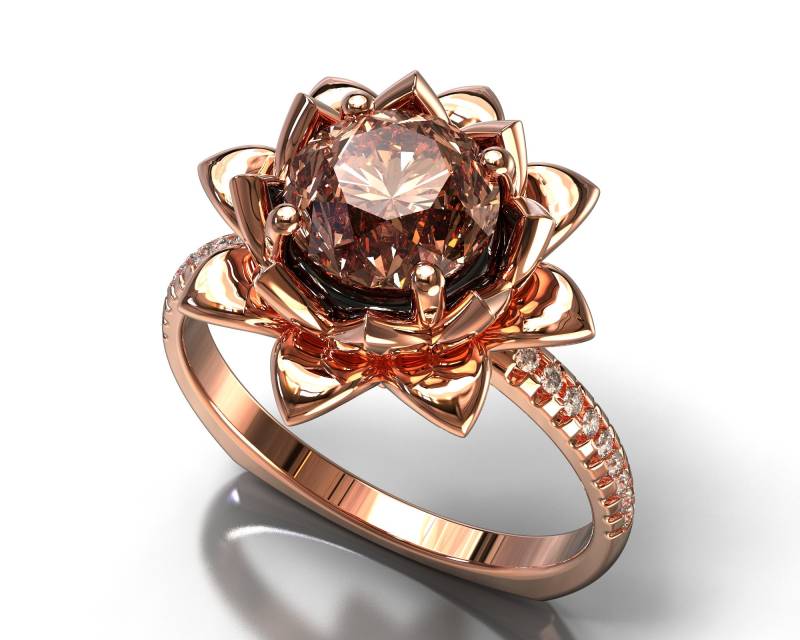 Morganit Ring, Rose Gold Und Blumen Verlobungsring, Lotus Blätter Floral Verlobungsring Morganit Ring, Rose Gold Und Blumen Verlobungsring, Lotus Blätter Floral Verlobungsring von VidarBoutique