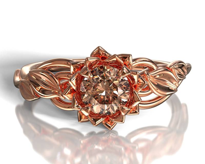 Morganit Ring Rosegold, Blumen Verlobungsring, Einzigartiger Lotus Ring, Rosegold Blatt Verlobungsring Morganit Ring Rosegold, Blumen Verlobungsring, Einzigartiger Lotus Ring, Rosegold Blatt Verlobungsring von VidarBoutique