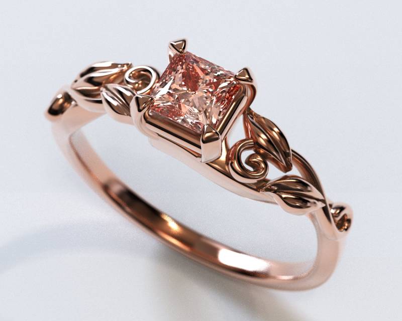Princess Cut Morganit Verlobungsring, Rosegold Ring, Solitär Verlobungsring Princess Cut Morganit Verlobungsring, Rosegold Ring, Solitär Verlobungsring von VidarBoutique