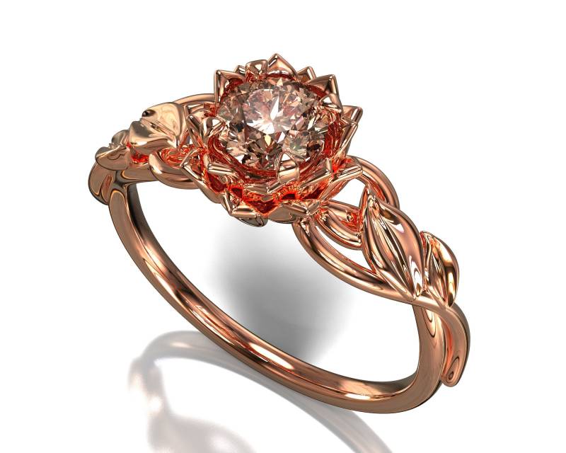 Rose Gold Morganit Verlobungsring, Lotus Einzigartiger Lotusring, Goldring, Natur Inspirierter Ring, Lotusblume Rose Gold Morganit Verlobungsring, Lotus Einzigartiger Lotusring, Goldring, Natur Inspirierter Ring, Lotusblume von VidarBoutique