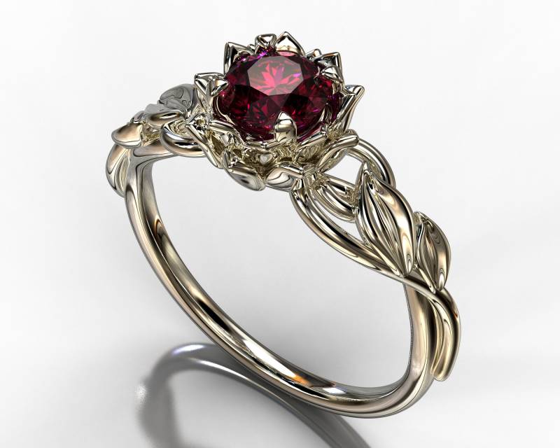 Rubin Verlobungsring, Natur Inspirierter Floraler Ring Rot, Blatt Ring, Blume Solitär 14K Rubin Verlobungsring, Natur Inspirierter Floraler Ring Rot, Blatt Ring, Blume Solitär 14K von VidarBoutique