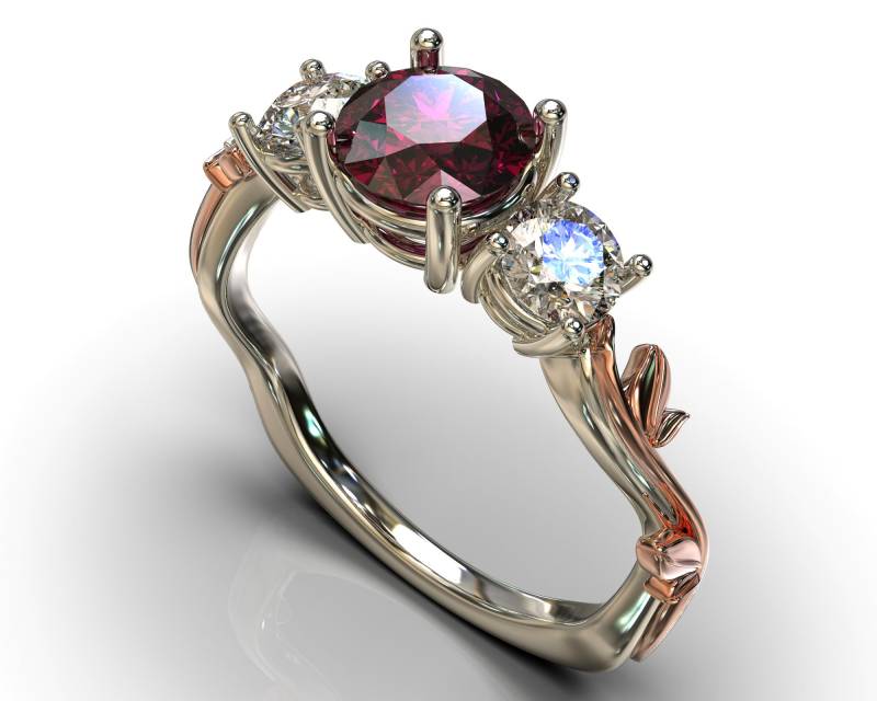 Rubin Verlobungsring/Blatt Rosegold Ring Blume Natur Inspirierter Rubin Verlobungsring/Blatt Rosegold Ring Blume Natur Inspirierter von VidarBoutique