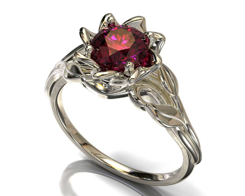 Rubin Verlobungsring Naturring Floraler Roter Blattring Lotus Blume Ring Solitär Rubin Verlobungsring Naturring Floraler Roter Blattring Lotus Blume Ring Solitär von VidarBoutique