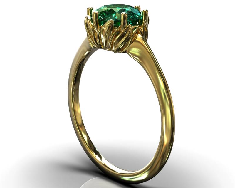 Smaragd Gold Verlobungsring/Einzigartiger Smaragdring Blume Natur Inspirierter Blatt Smaragd Gold Verlobungsring/Einzigartiger Smaragdring Blume Natur Inspirierter Blatt von VidarBoutique