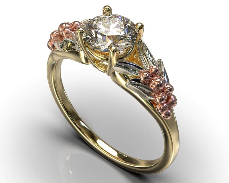 Weißer Saphir Verlobungsring/Weißgold Einzigartiger Floraler Natur Inspirierter Ring Weißer Saphir Verlobungsring/Weißgold Einzigartiger Floraler Natur Inspirierter Ring von VidarBoutique